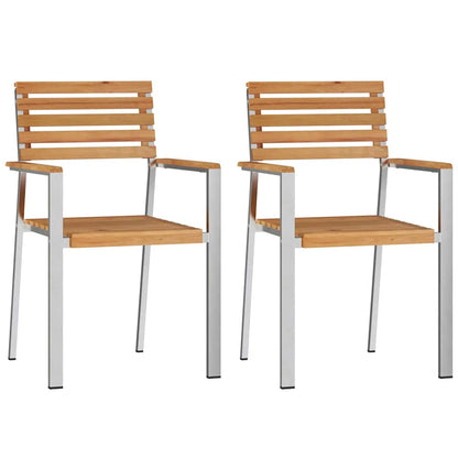 Garden Chair 2 pcs Brown 56 x 54.5 x 87cm Solid Teak wood