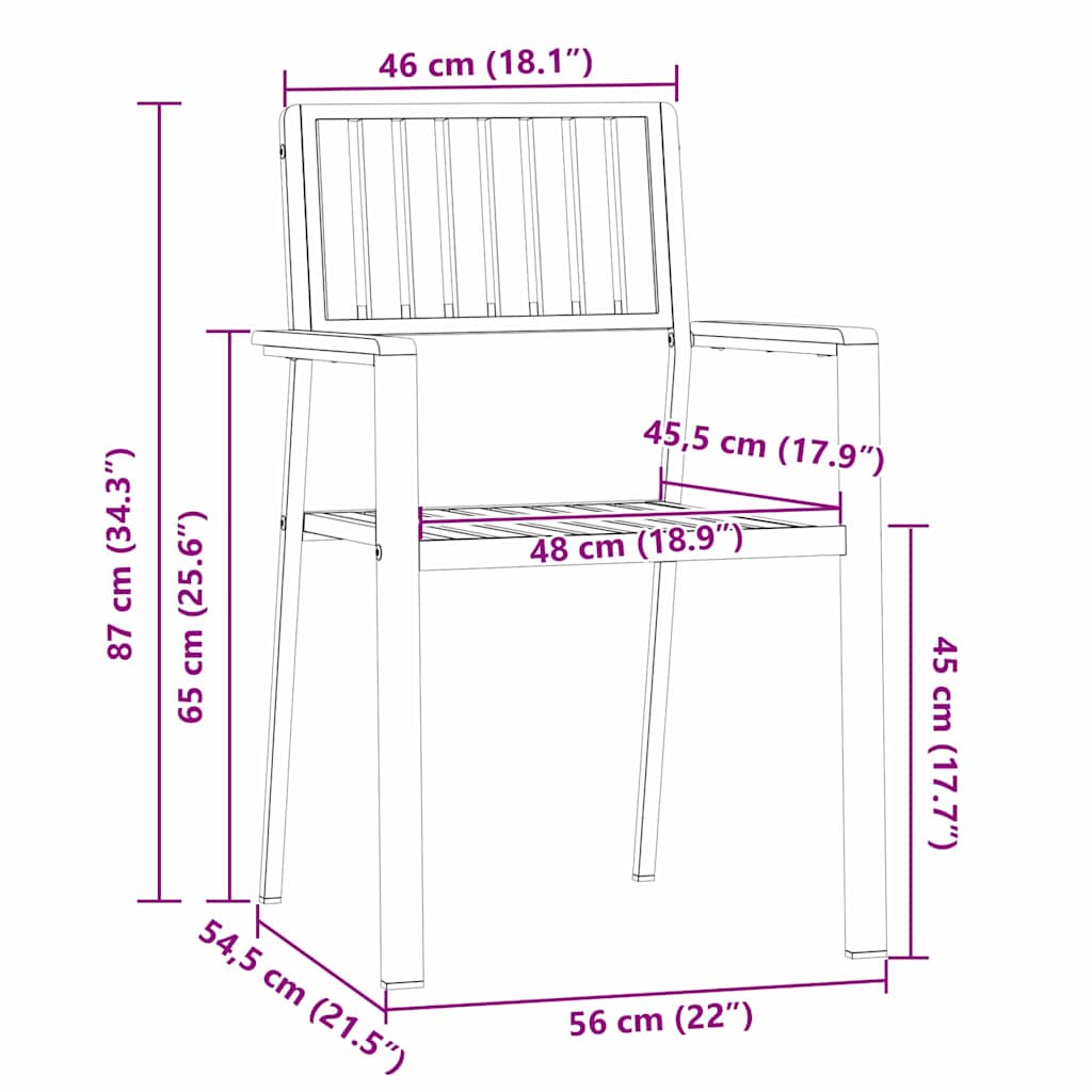 Garden Chair 4 pcs Brown 56 x 54.5 x 87cm Solid Teak wood
