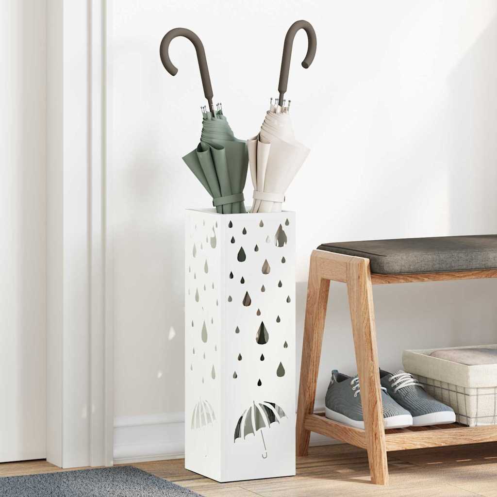 Umbrella Stand White 15.5 x 15.5 x 49 cm Metal
