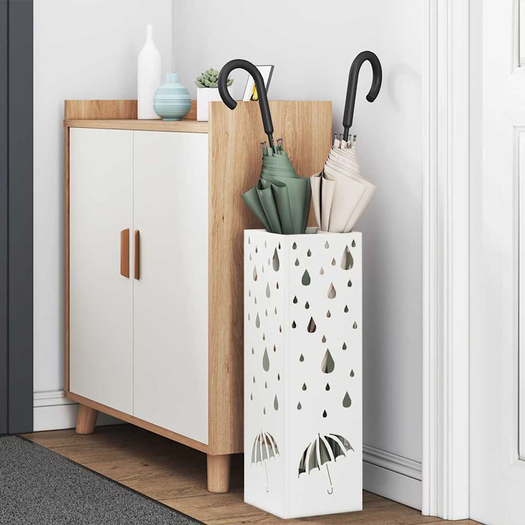 Umbrella Stand White 15.5 x 15.5 x 49 cm Metal