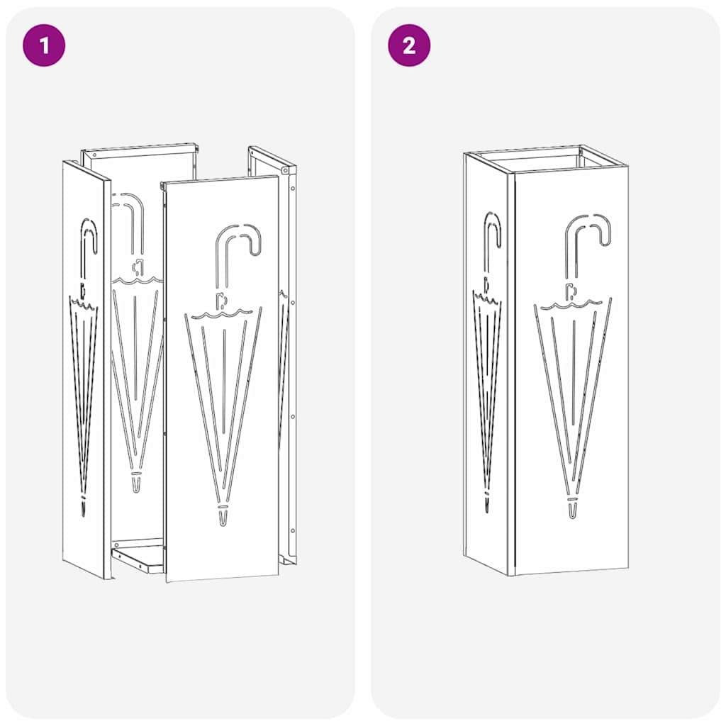Umbrella Stand White 15.5 x 15.5 x 49 cm Metal