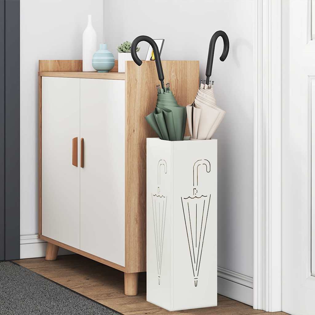 Umbrella Stand White 15.5 x 15.5 x 49 cm Metal
