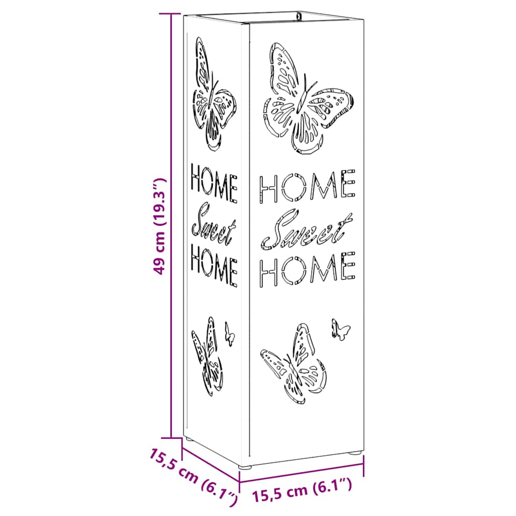 Umbrella Stand Black 15.5 x 15.5 x 49 cm Metal