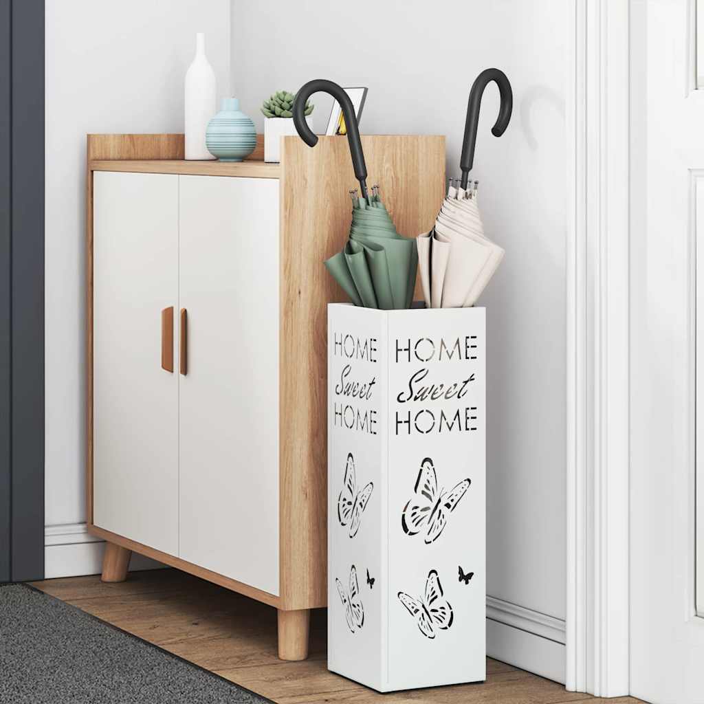 Umbrella Stand White 15.5 x 15.5 x 49 cm Metal