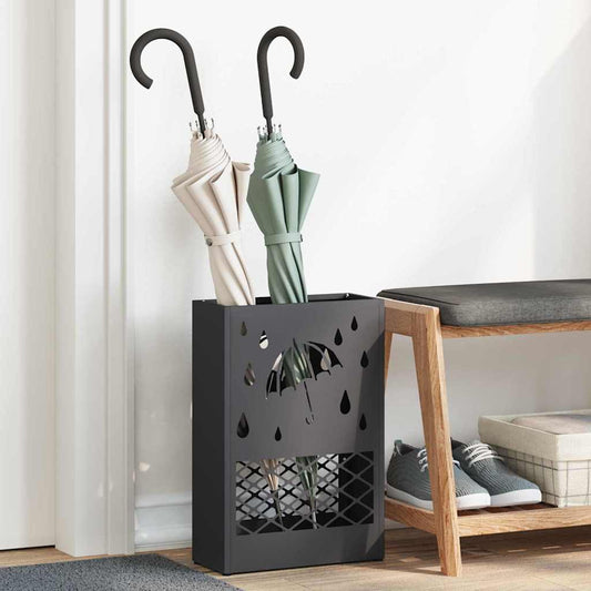 Umbrella Stand with Storage Black 28 x 12 x 41 cm Steel