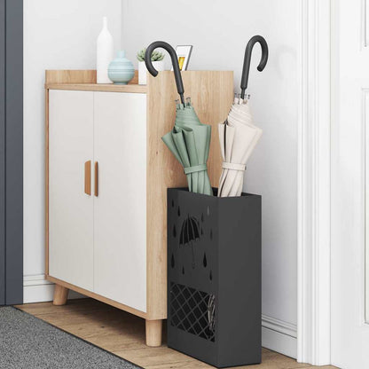 Umbrella Stand with Storage Black 28 x 12 x 41 cm Steel