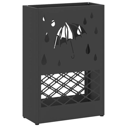 Umbrella Stand with Storage Black 28 x 12 x 41 cm Steel
