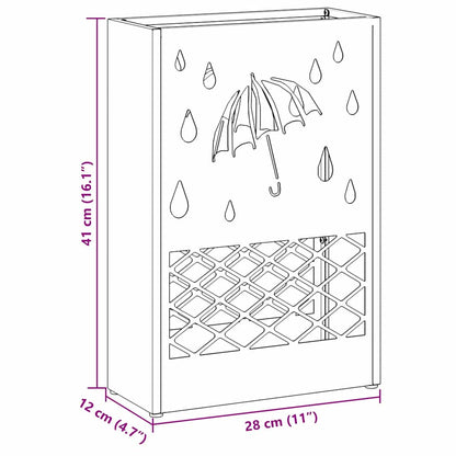Umbrella Stand with Storage Black 28 x 12 x 41 cm Steel