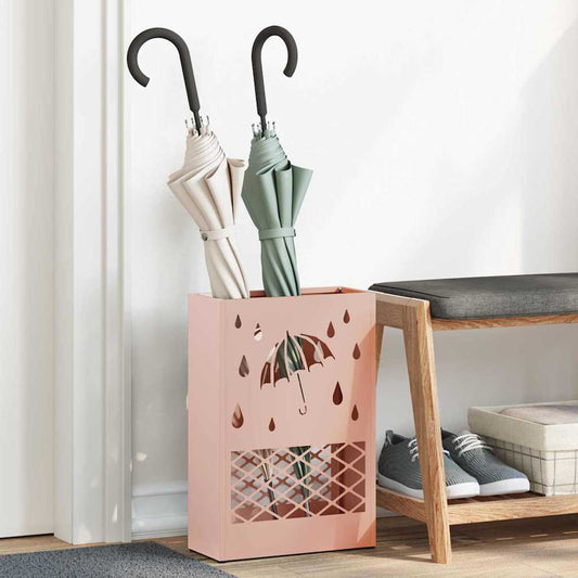 Umbrella Stand with Storage Pink 28 x 12 x 41 cm Steel
