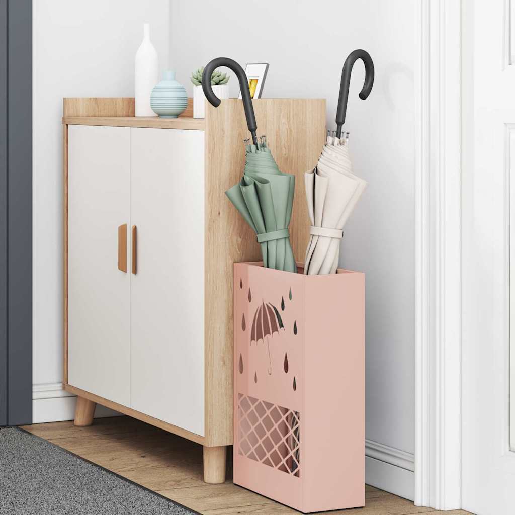 Umbrella Stand with Storage Pink 28 x 12 x 41 cm Steel