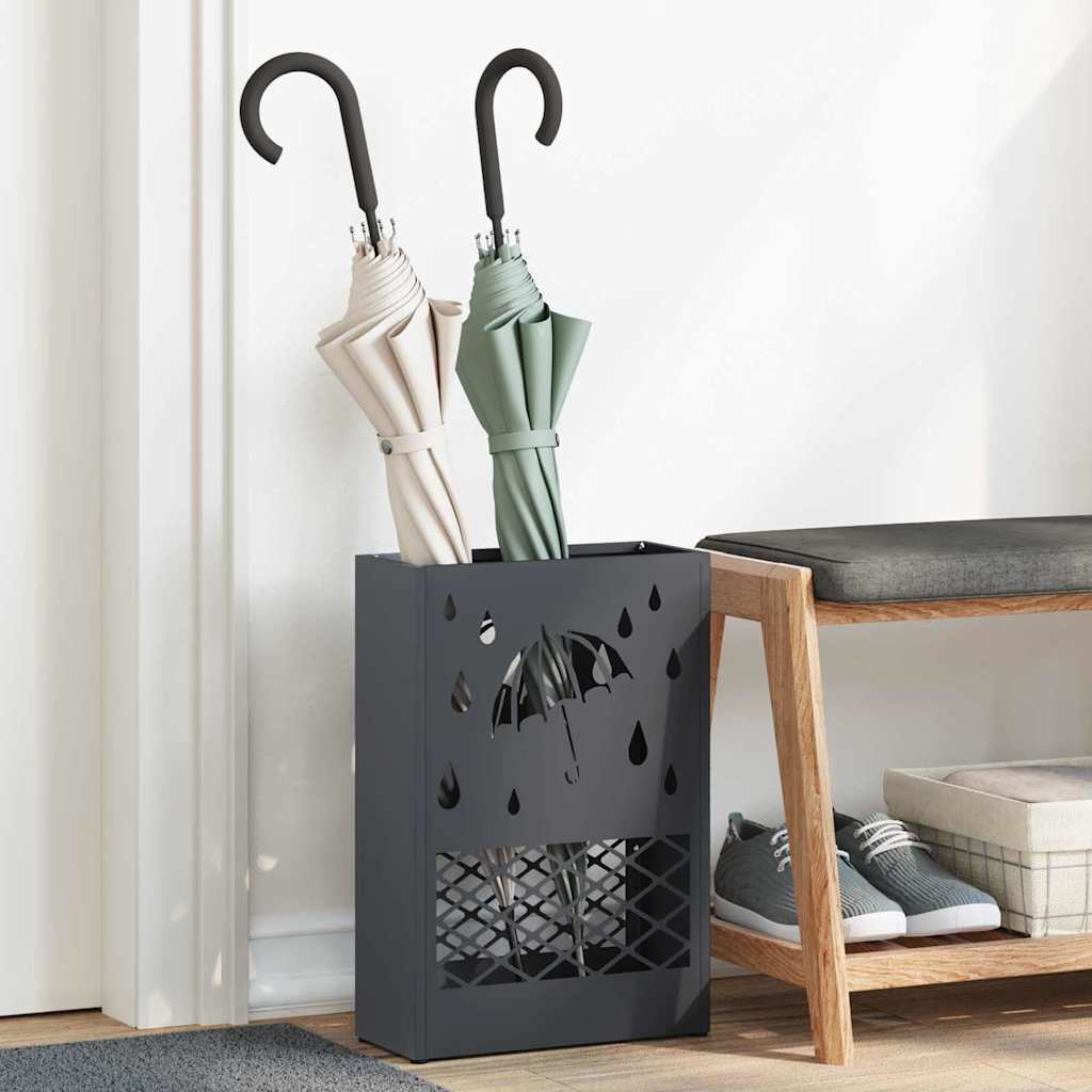 Umbrella Stand with Storage Anthracite 28 x 12 x 41 cm Steel