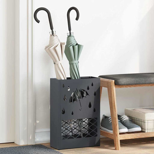 Umbrella Stand with Storage Anthracite 28 x 12 x 41 cm Steel