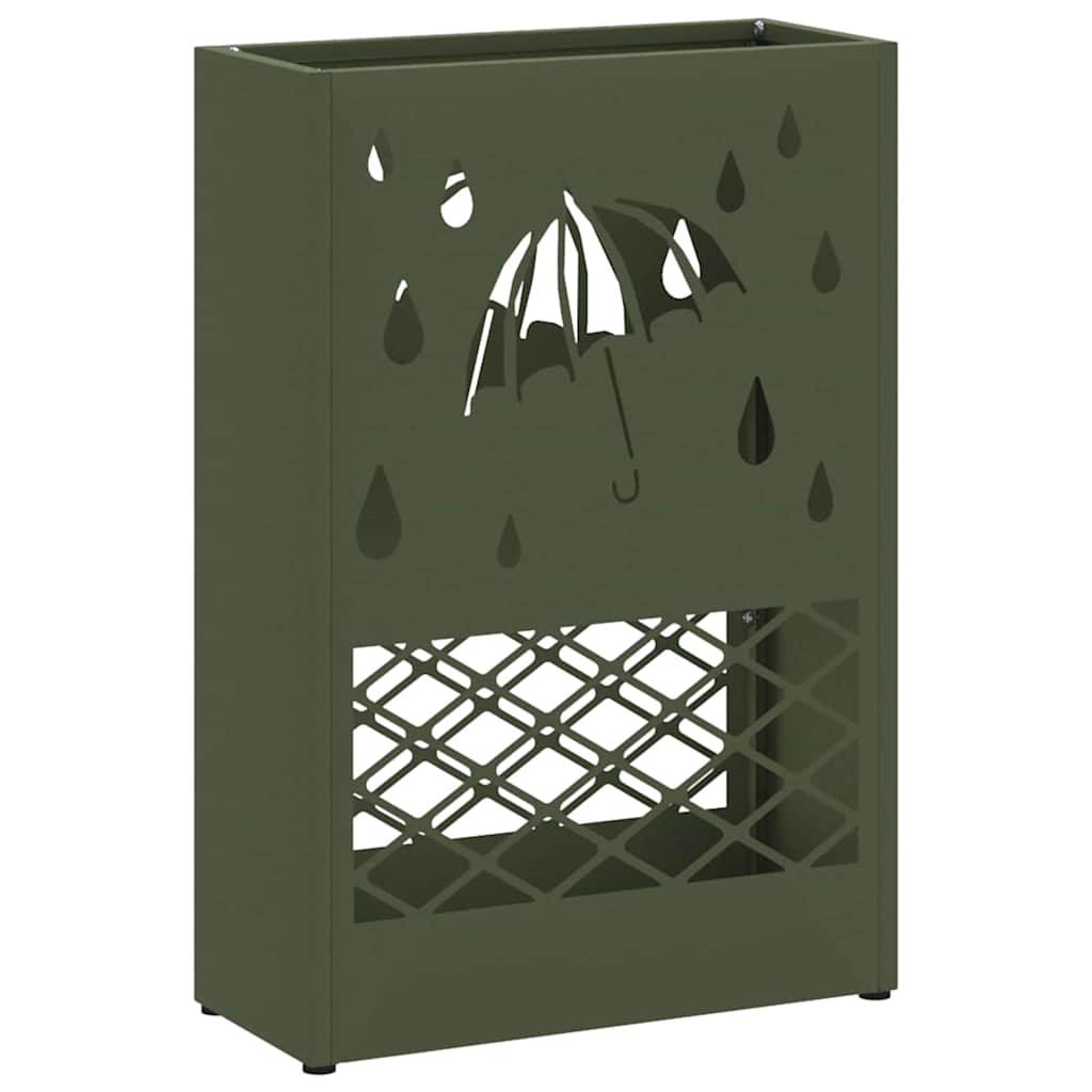 Umbrella Stand with Storage Olive green 28 x 12 x 41 cm Steel