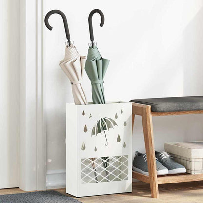 Umbrella Stand with Storage White 28 x 12 x 41 cm Steel