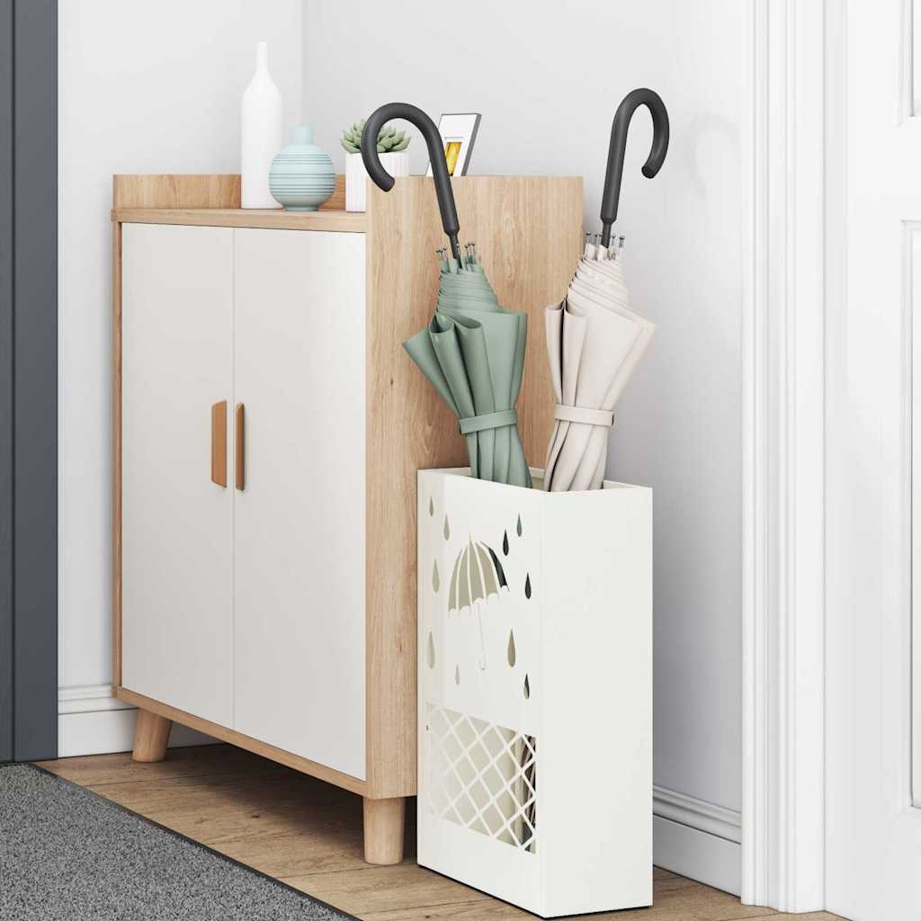 Umbrella Stand with Storage White 28 x 12 x 41 cm Steel