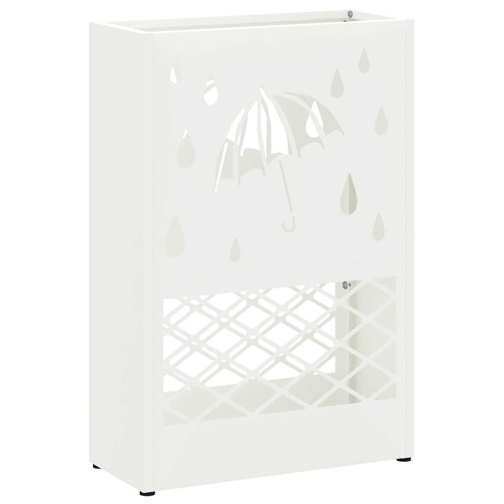 Umbrella Stand with Storage White 28 x 12 x 41 cm Steel
