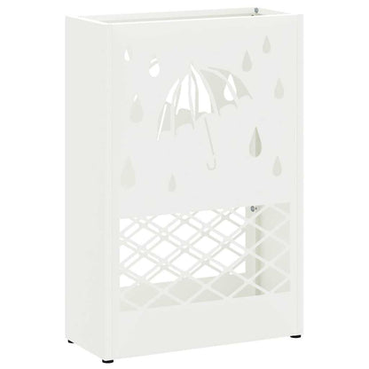 Umbrella Stand with Storage White 28 x 12 x 41 cm Steel
