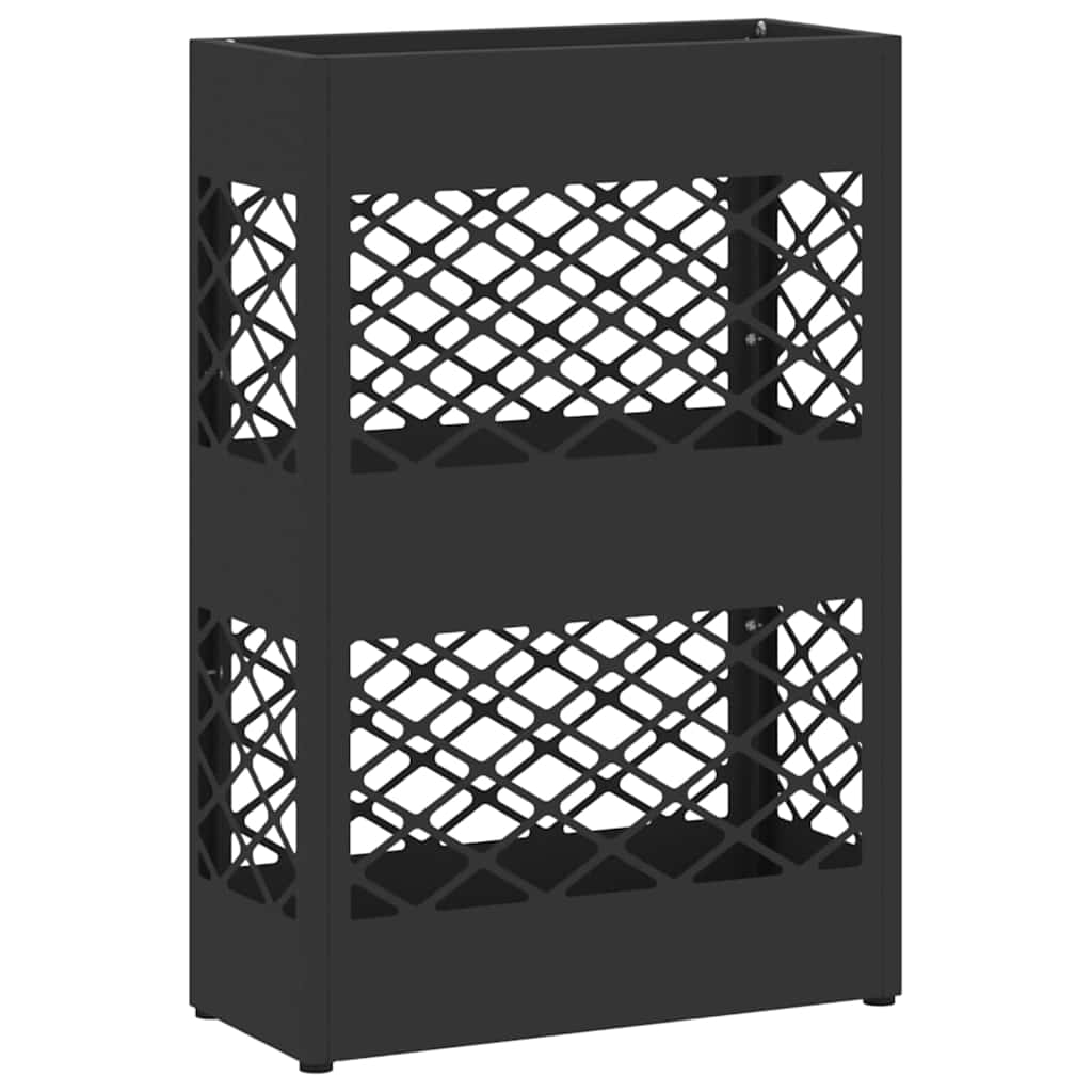 Umbrella Stand with Storage Black 28 x 12 x 41 cm Steel