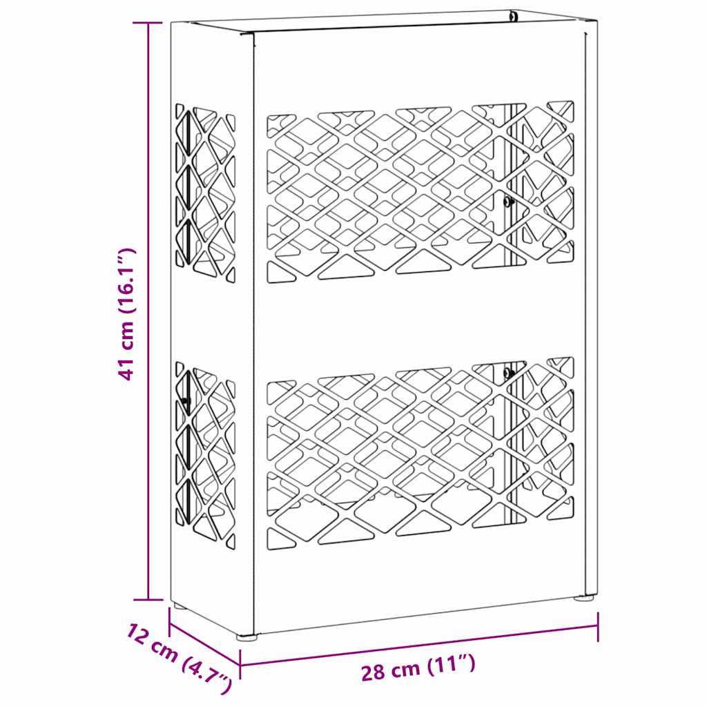 Umbrella Stand with Storage Black 28 x 12 x 41 cm Steel