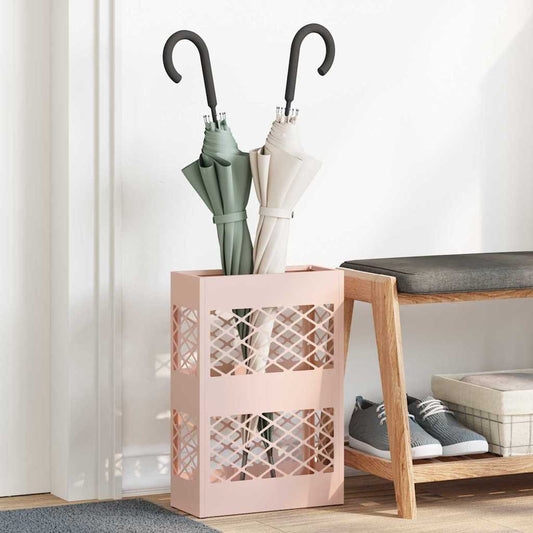 Umbrella Stand with Storage Pink 28 x 12 x 41 cm Steel