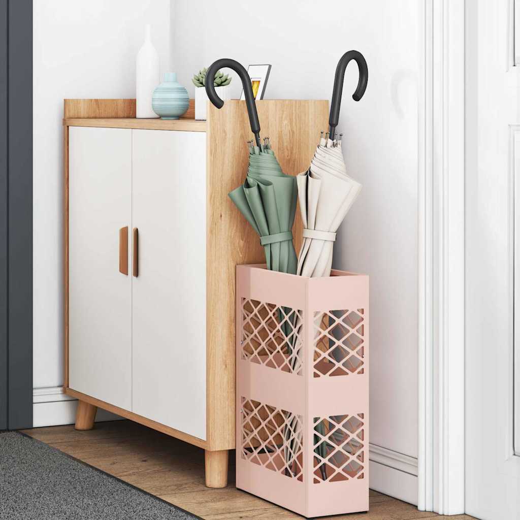 Umbrella Stand with Storage Pink 28 x 12 x 41 cm Steel
