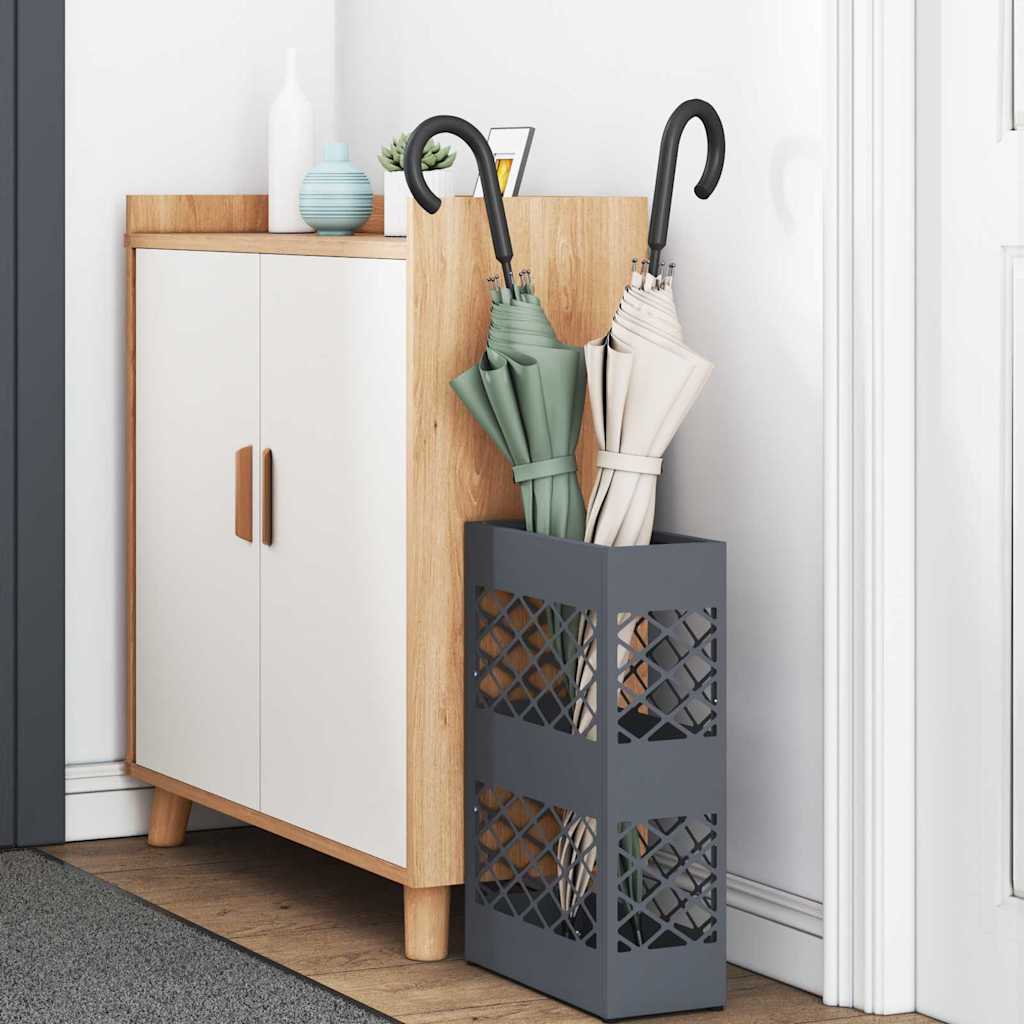 Umbrella Stand with Storage Anthracite 28 x 12 x 41 cm Steel