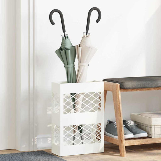Umbrella Stand with Storage White 28 x 12 x 41 cm Steel