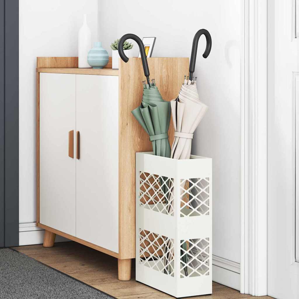 Umbrella Stand with Storage White 28 x 12 x 41 cm Steel