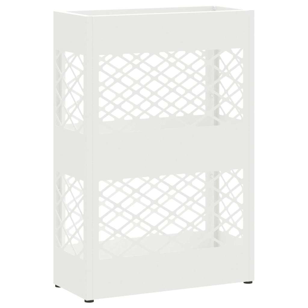 Umbrella Stand with Storage White 28 x 12 x 41 cm Steel