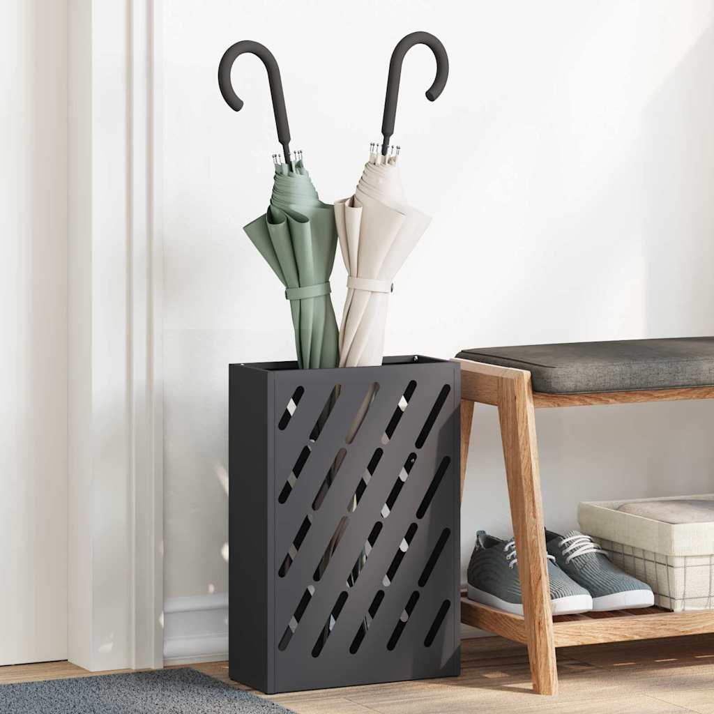 Umbrella Stand with Storage Black 28 x 12 x 41 cm Steel