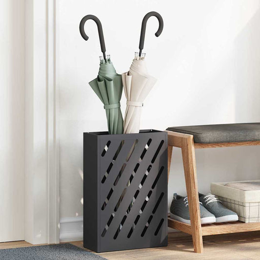 Umbrella Stand with Storage Black 28 x 12 x 41 cm Steel