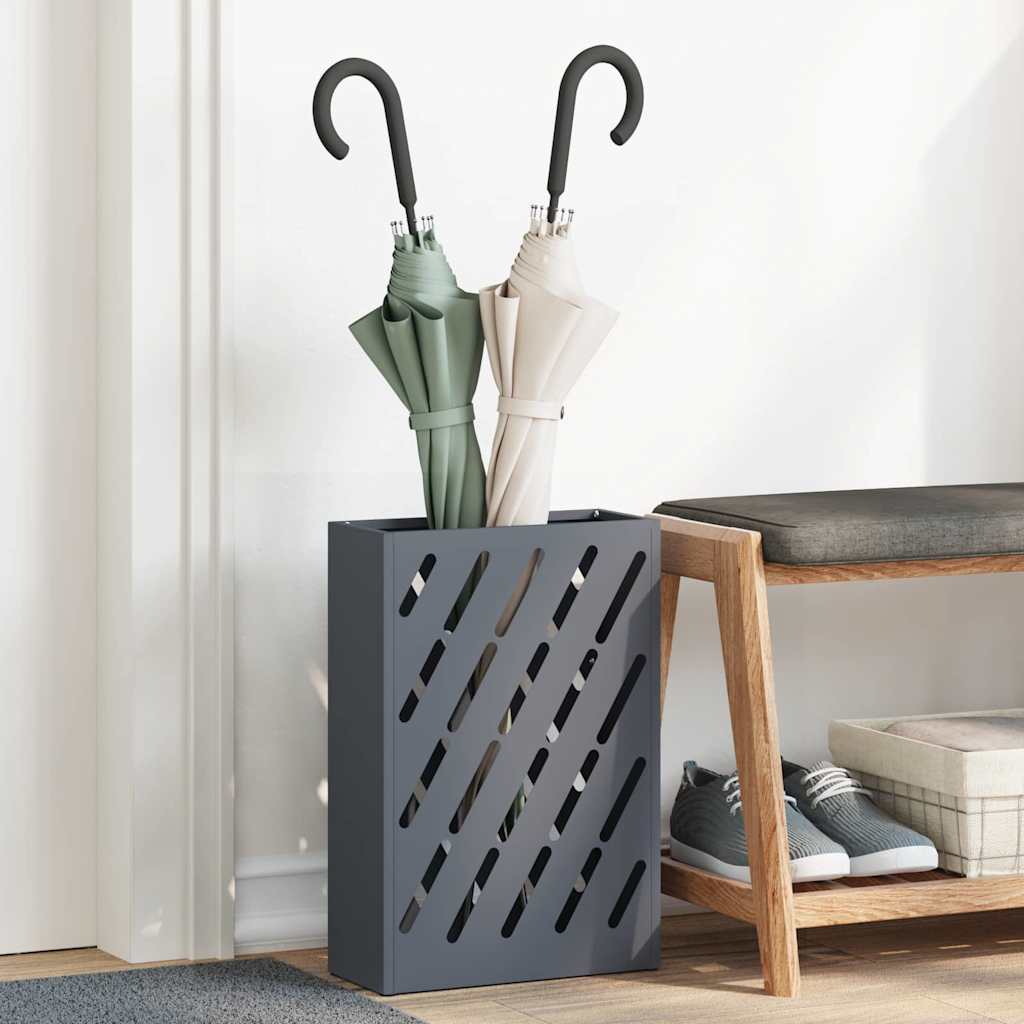 Umbrella Stand with Storage Anthracite 28 x 12 x 41 cm Steel
