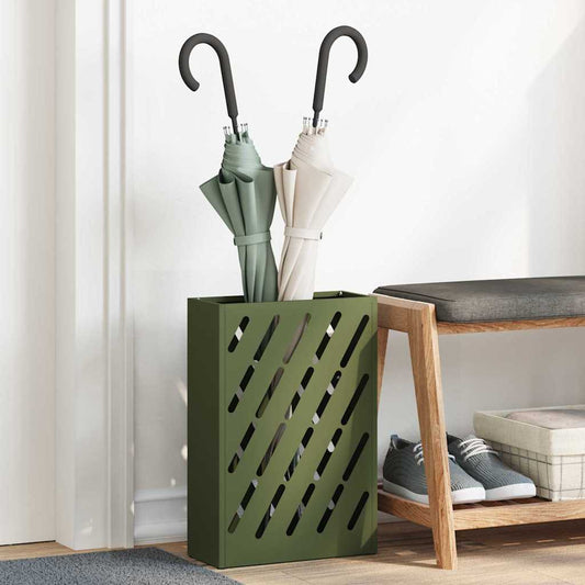 Umbrella Stand with Storage Olive green 28 x 12 x 41 cm Steel