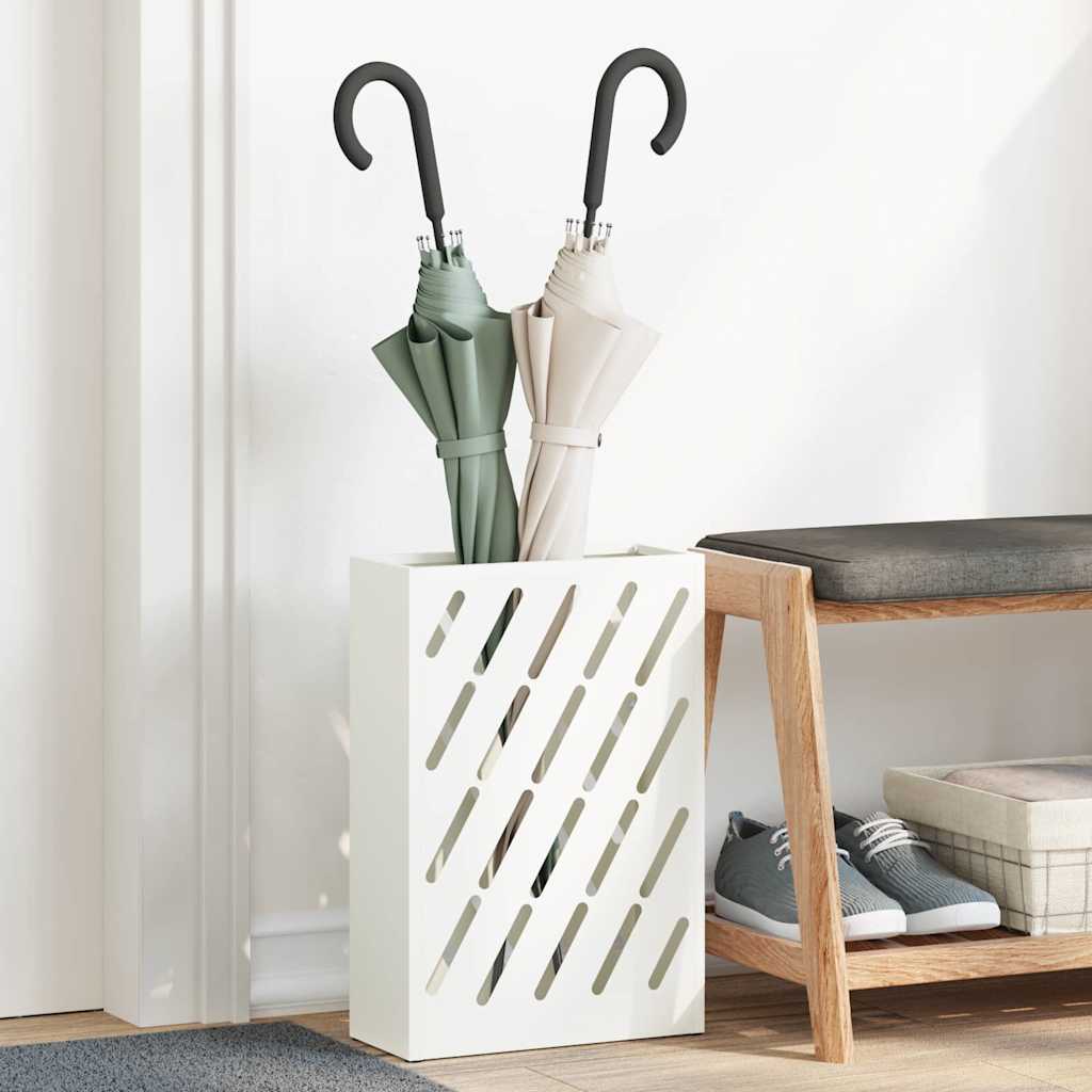 Umbrella Stand with Storage White 28 x 12 x 41 cm Steel