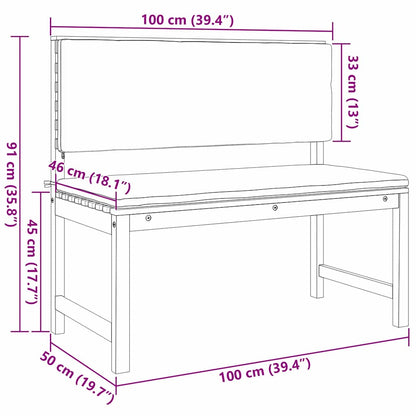 Garden Bench Brown 100 x 50 x 91cm Solid Acacia wood