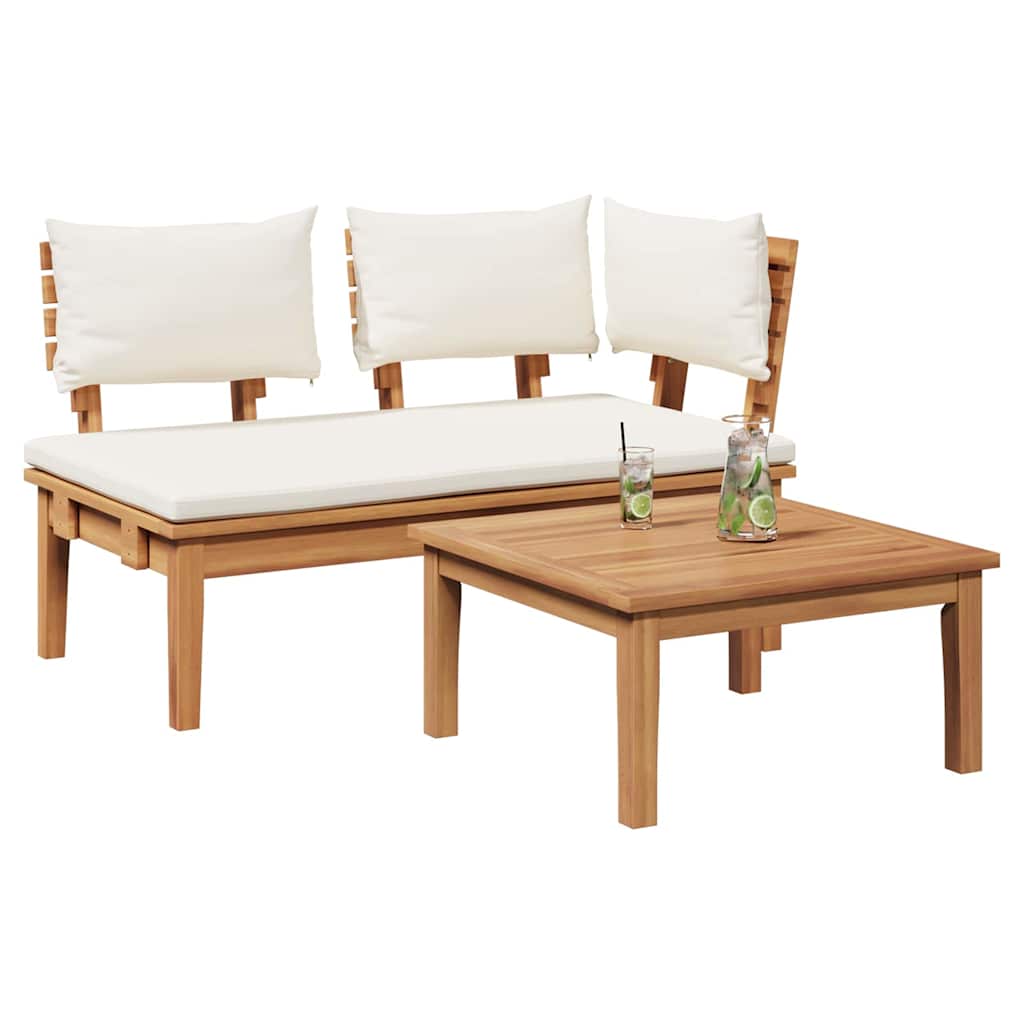 Garden Bench 2 pcs Brown Solid Teak wood