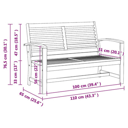 Garden Bench Natural 110 x 64 x 76.5 cm Solid teak wood