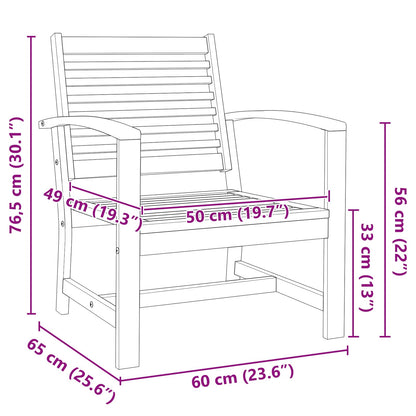 Garden Chairs 2 pcs Natural 60 x 65 x 76.5 cm Solid teak wood
