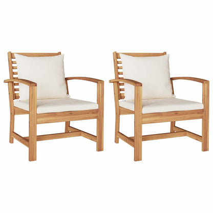 Garden Chairs 2 pcs Natural 60 x 65 x 76.5 cm Solid teak wood
