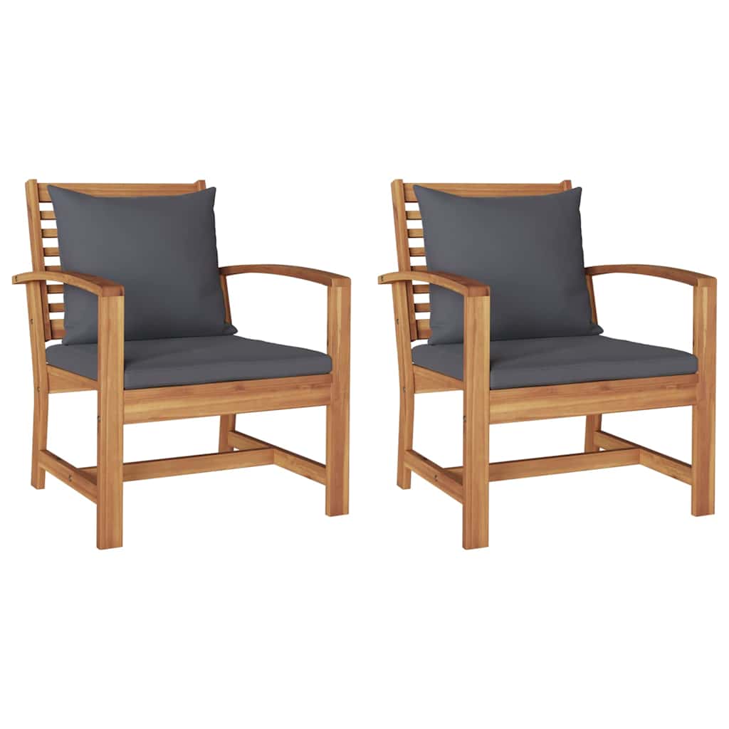 Garden Chairs 2 pcs Natural 60 x 65 x 76.5 cm Solid teak wood