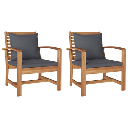 Garden Chairs 2 pcs Natural 60 x 65 x 76.5 cm Solid teak wood