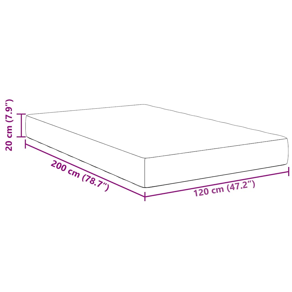Bed Mattress with Mattress Grey 120 x 200 cm Fabric