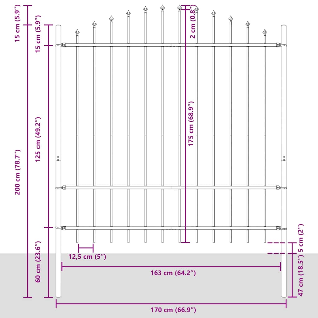 Garden Fence Grey 170 x 175 cm