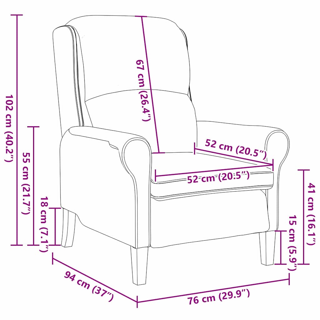 Armchair Dark grey 76 x 94 x 102 cm