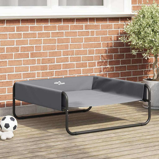 Dog Bed Light Grey L Oxford Fabric and Steel
