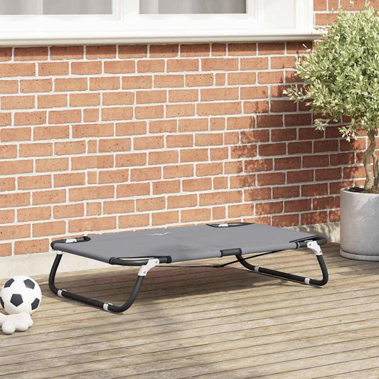 Dog Bed Light Grey M Oxford Fabric and Steel