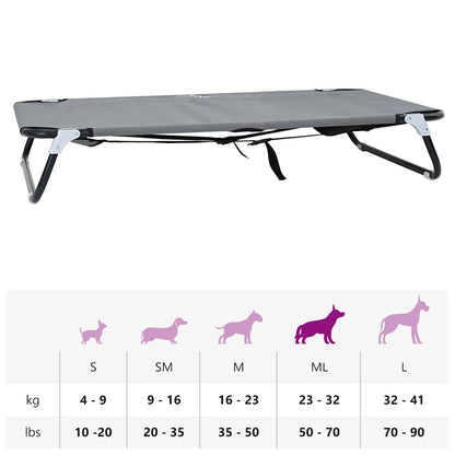 Dog Bed Light grey 90 x 55 x 18 cm Oxford Fabric and Steel