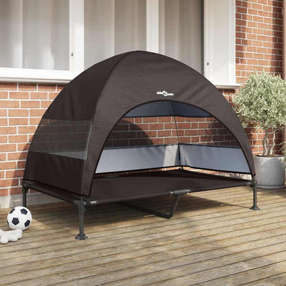 Raised Dog Bed Folding Brown 127 x 81 x 108 cm Fabric and Steel