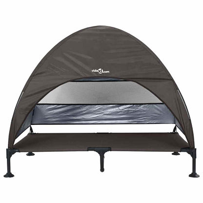 Raised Dog Bed Folding Brown 127 x 81 x 108 cm Fabric and Steel