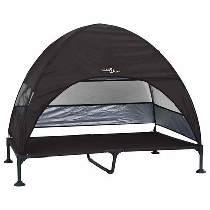 Raised Dog Bed Folding Black 127 x 81 x 108 cm Fabric and Steel